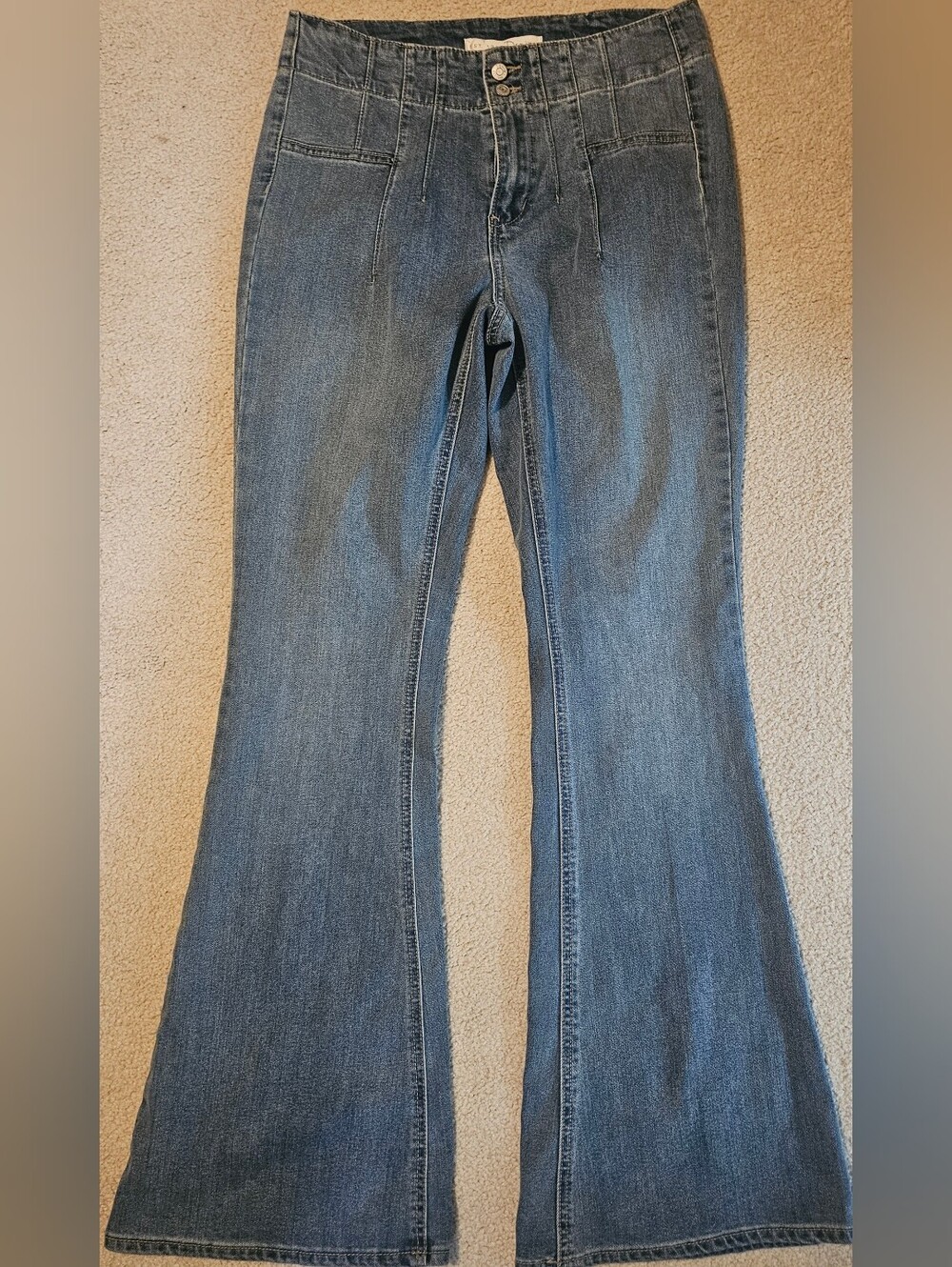 Est. 1946 Denim high-rise flare jeans featuring unique front panel construction